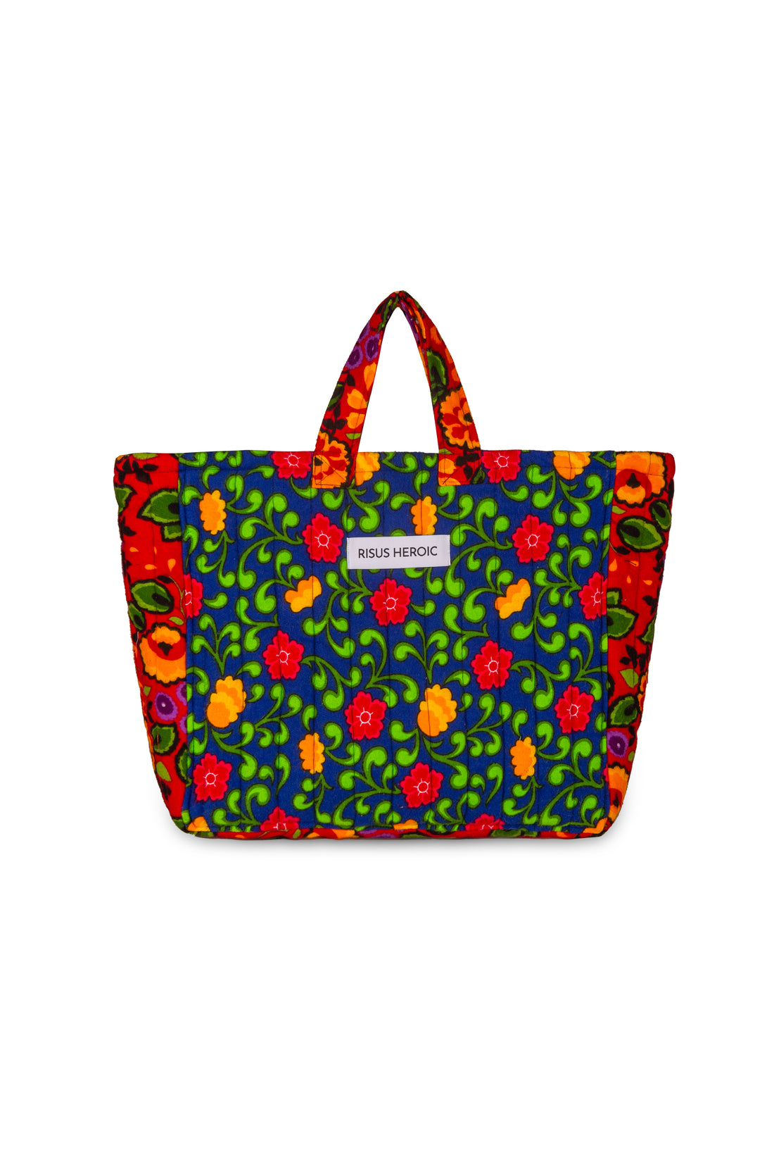 Yeşil Kırmızı Çiçek Desenli Tote Çanta