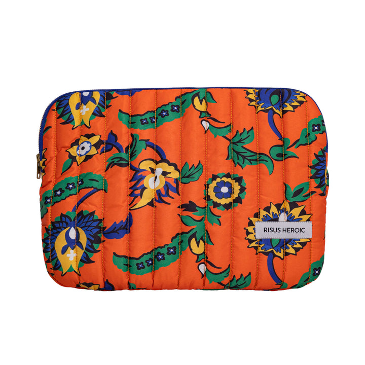 Turuncu Çiçek Desenli Laptop Kılıf