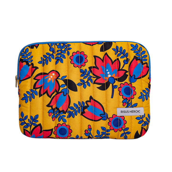 Sarı Çiçek Desenli Laptop Kılıfı