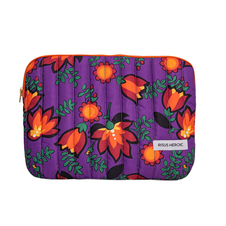 Mor Çiçek Desenli Laptop Kılıfı