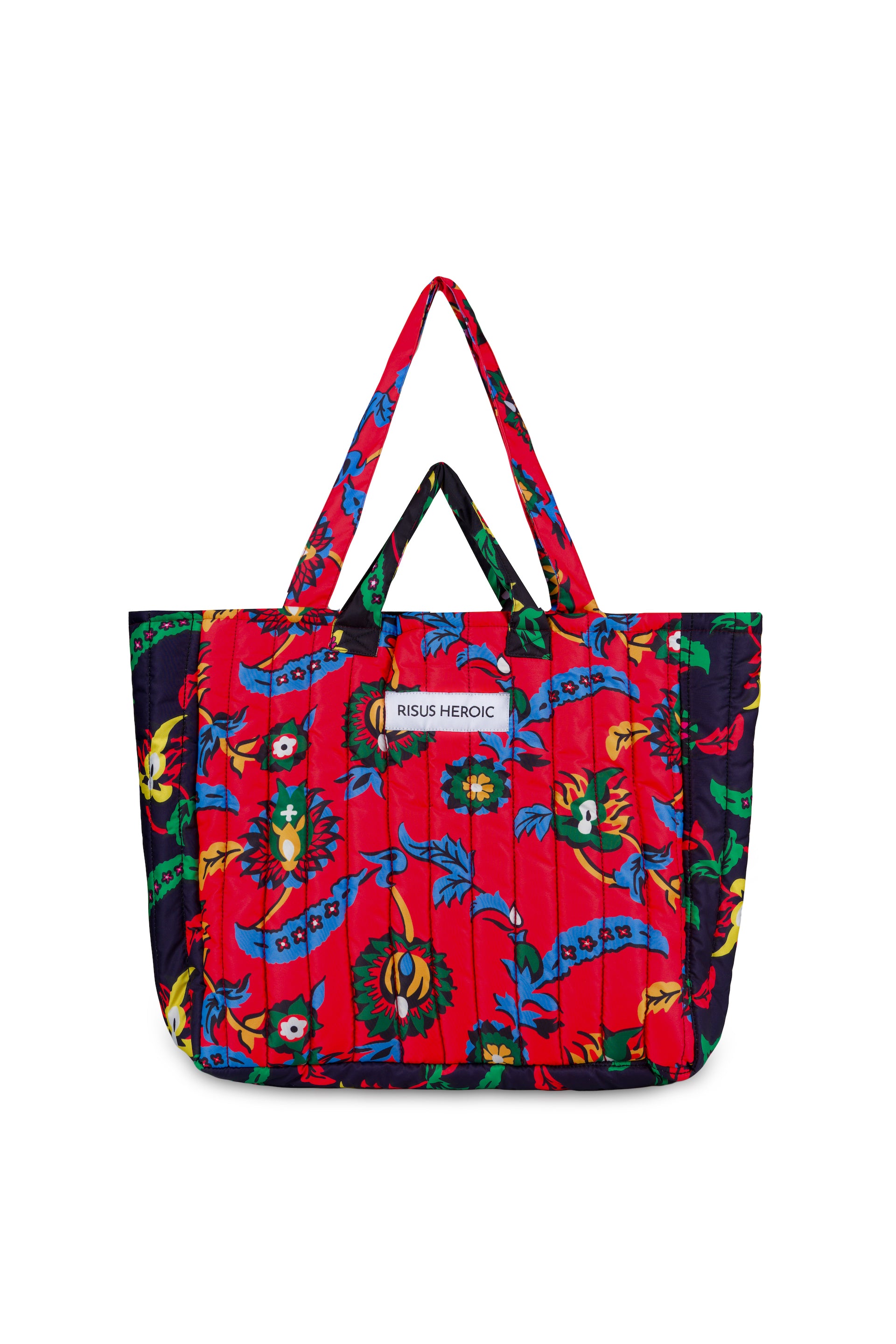 Siyah Kırmızı Çiçek Desenli Tote Çanta