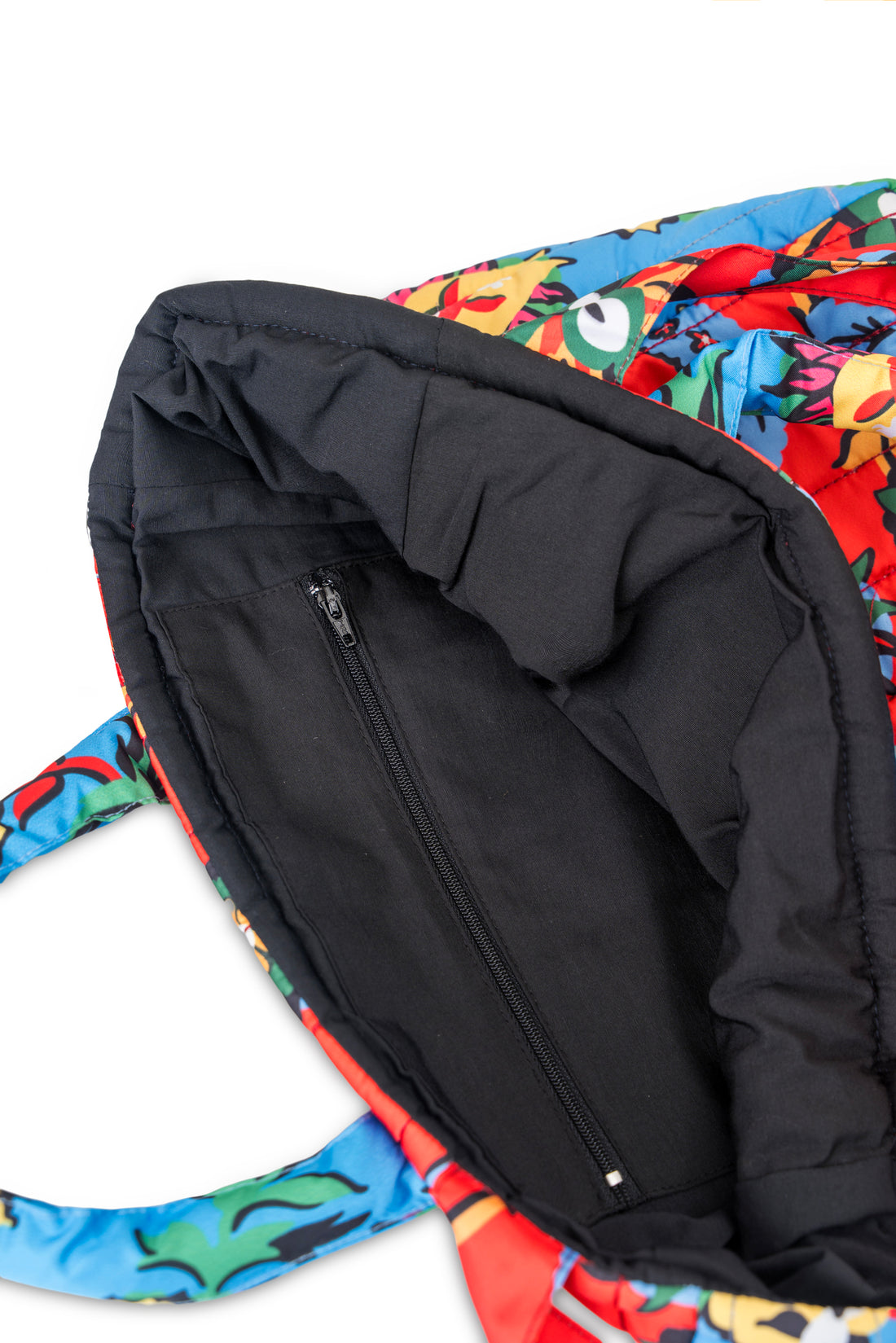 Mor Kırmızı Çiçek Desenli Mini Tote Çanta