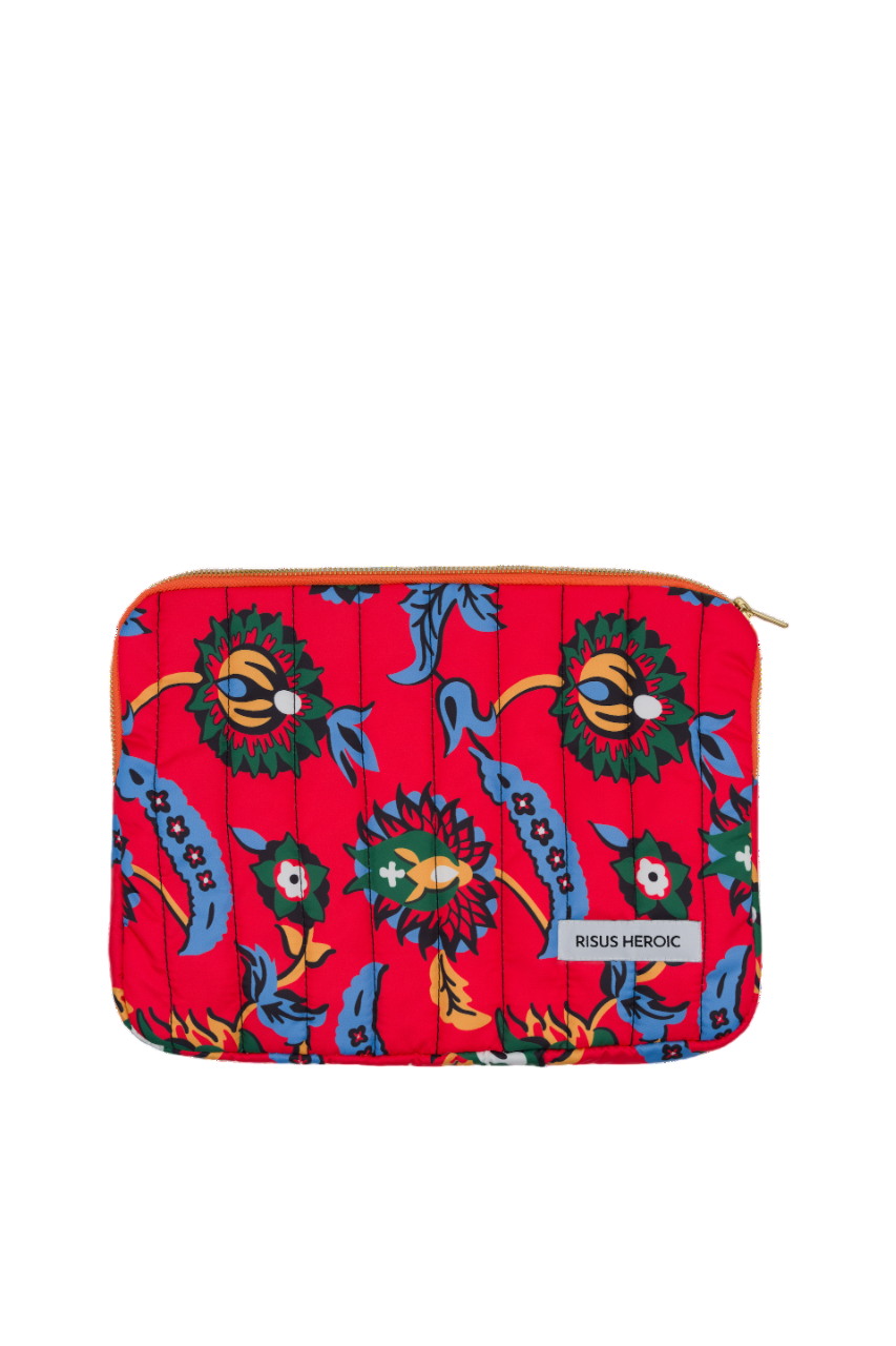 Kırmızı Çiçek Desenli Laptop Kılıf