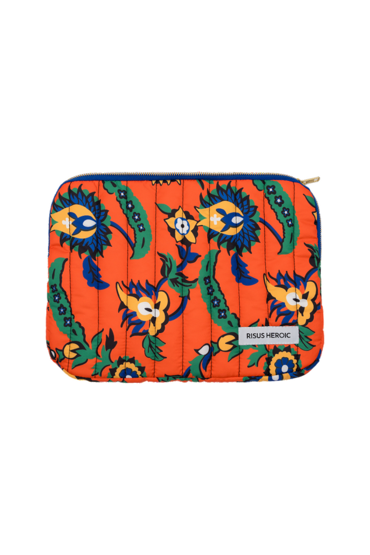 Turuncu Çiçek Desenli Laptop Kılıf