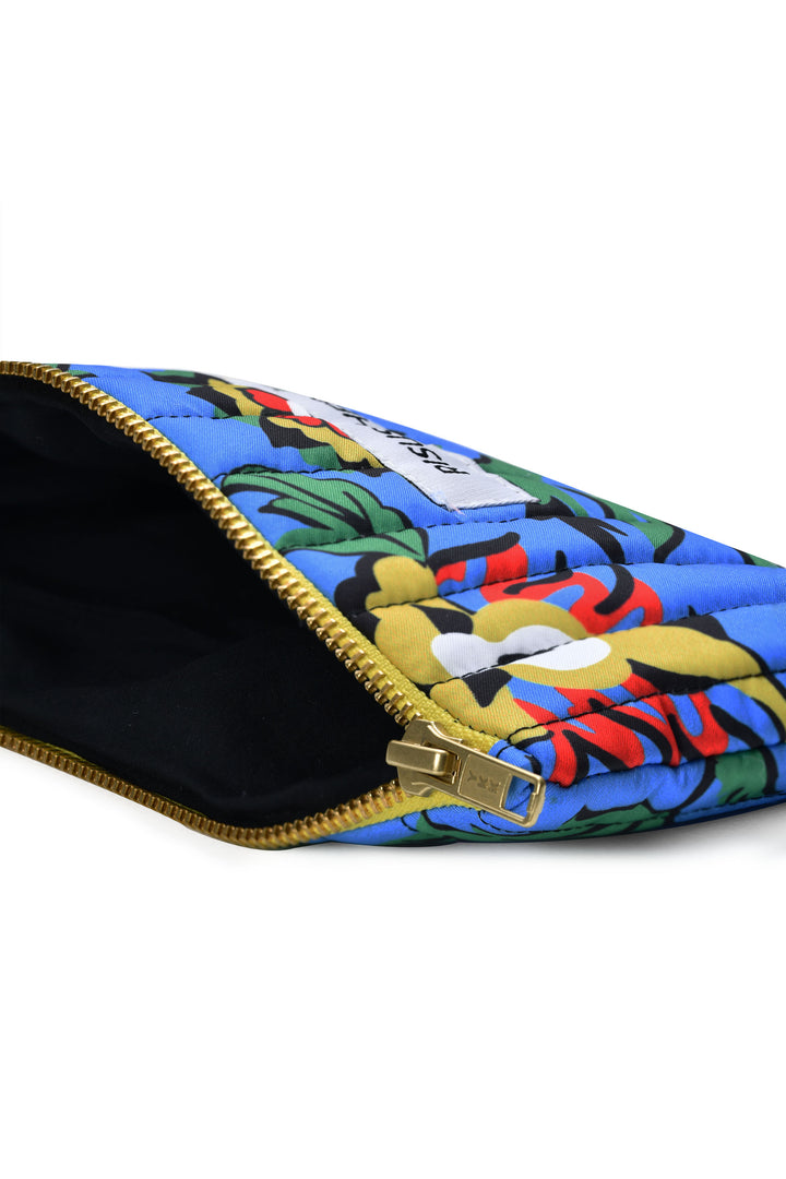 Mavi Çiçek Desenli Organizer Çanta