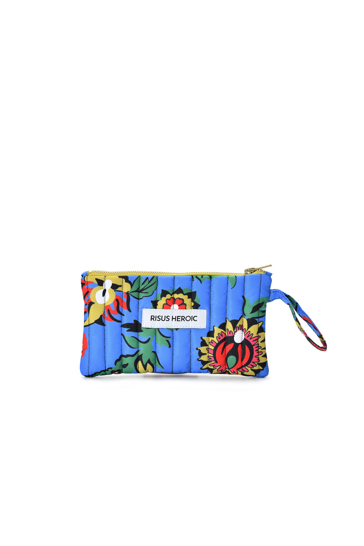 Mavi Çiçek Desenli Organizer Çanta