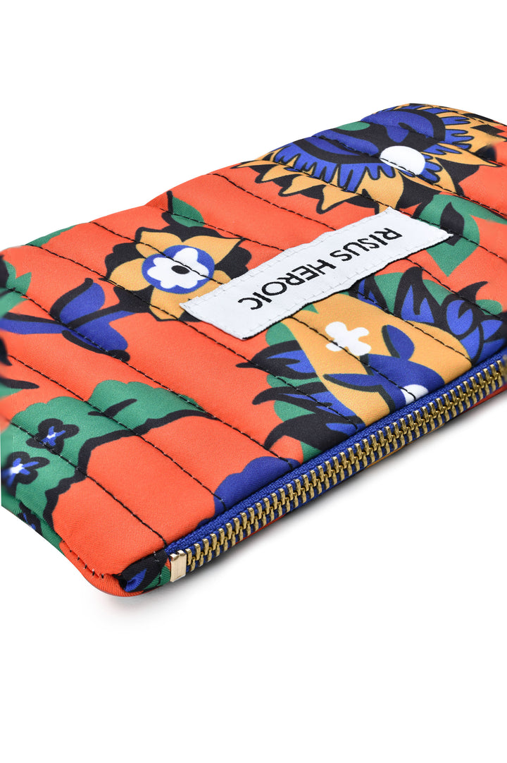 Turuncu Çiçek Desenli Organizer Çanta