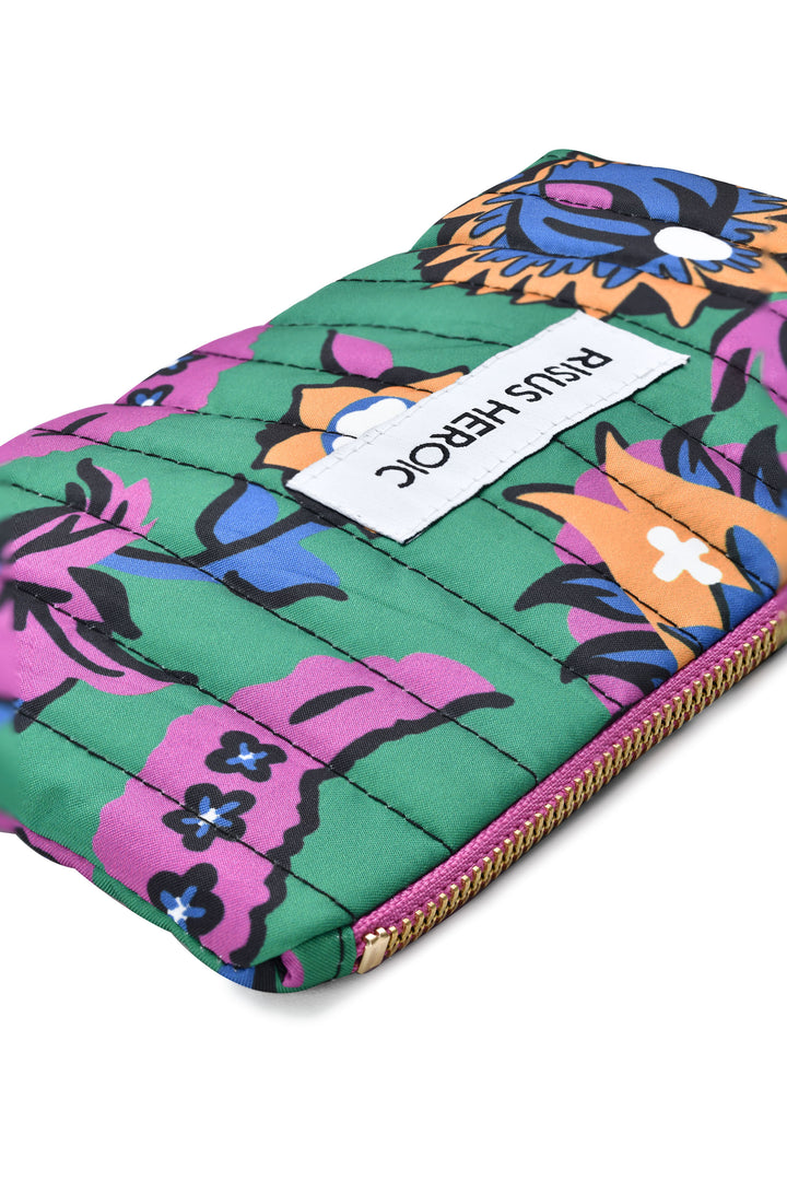 Yeşil Çiçek Desenli Organizer Çanta
